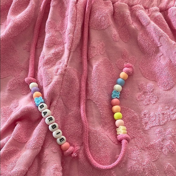 Pink Beaded Drawstring Shorts - Picture 2 of 3